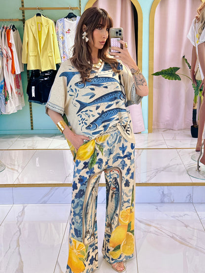 Ensemble top & pantalon sardine