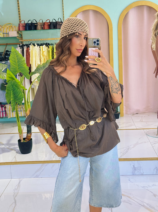Blouse tunique loose & légère - chocolat