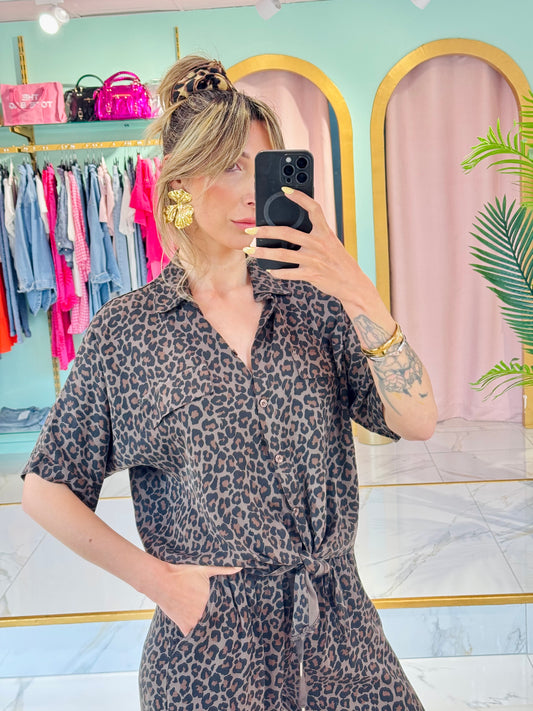 Blouse nouée léopard