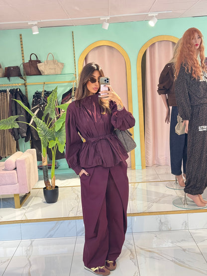 Pantalon à plis coupe baloon oversize - bordeaux