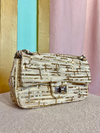 Sac dupe à sequins beige