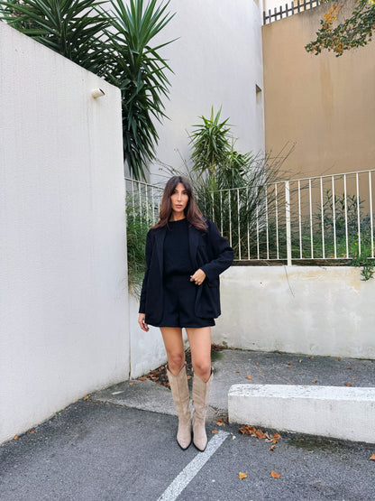 Veste tailleur façon nubuck noir