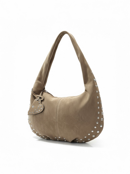 Sac hobo façon nubuck - taupe