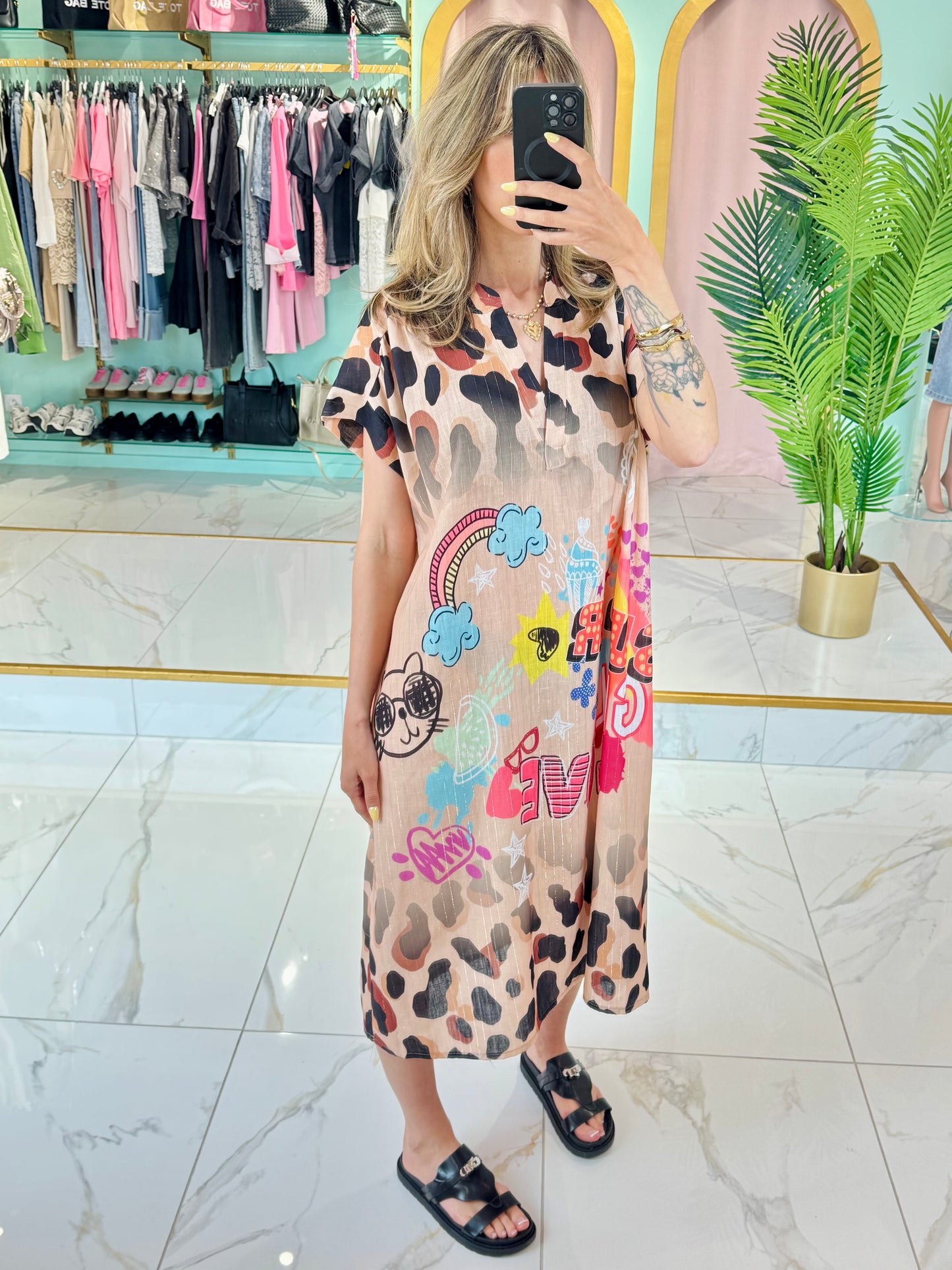 Robe imprimée détail léopard