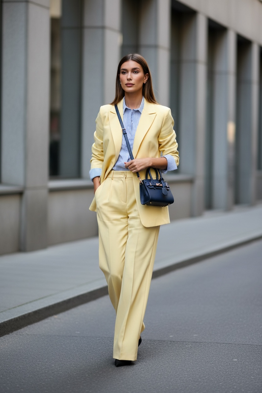Ensemble Tailleur Fluide Printemps – jaune