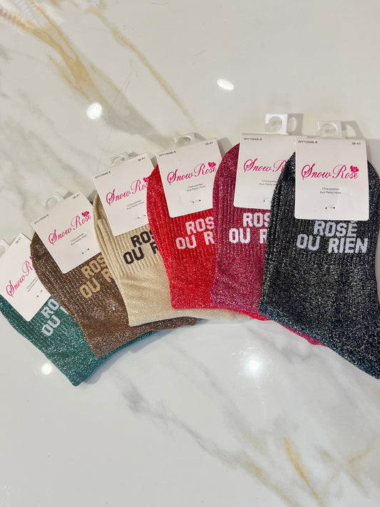Chaussettes pailletées - message rosé ou rien