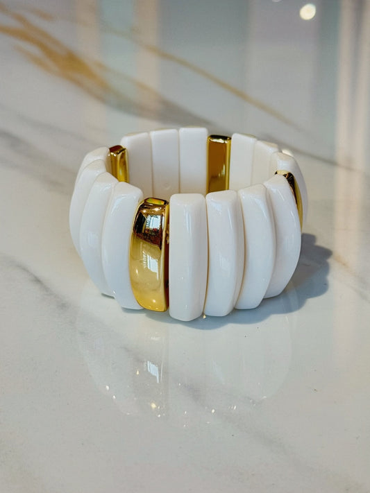 Manchette en résine élastiquée gold creme