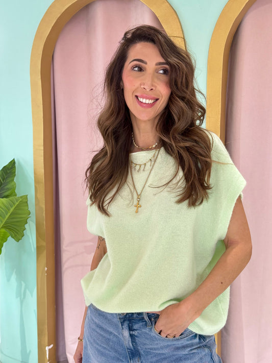 Gilet en maille sans manches – Loose & réversible mint