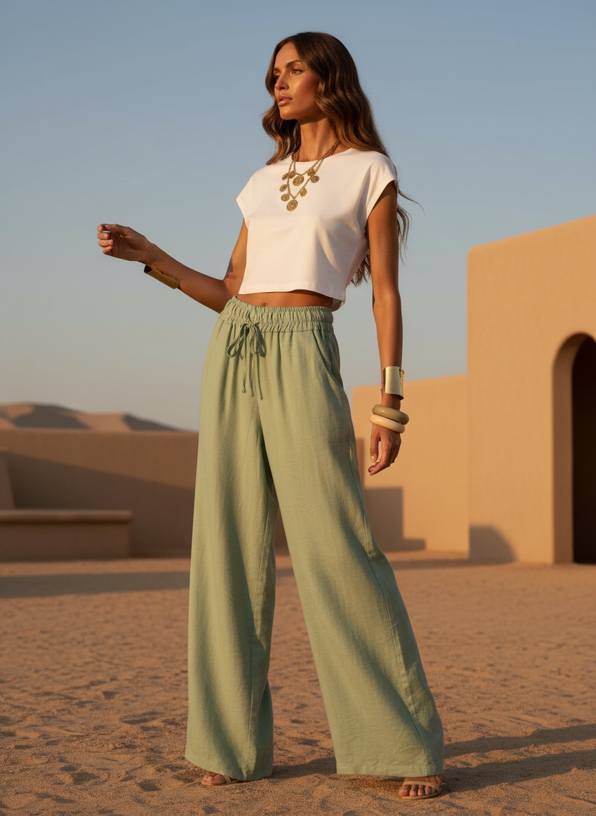 Pantalon fluide italien – lagon