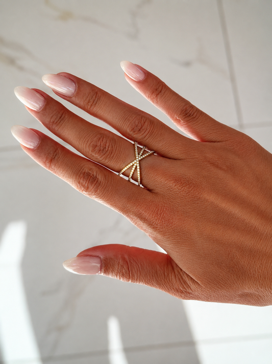 Bague triple lien strass