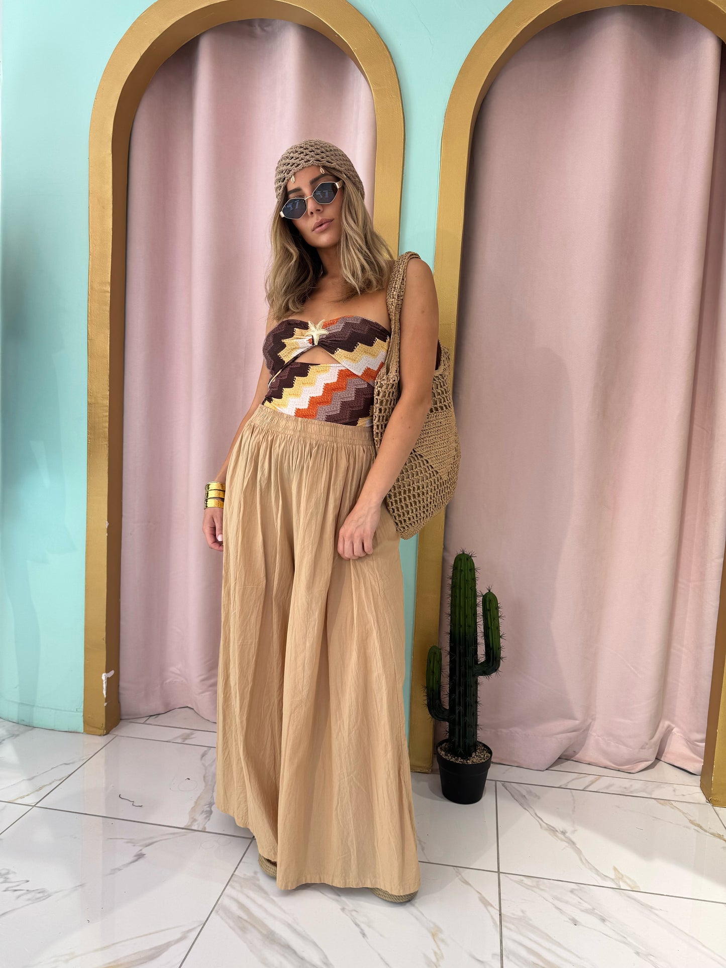 Pantalon jupe oversize - sable