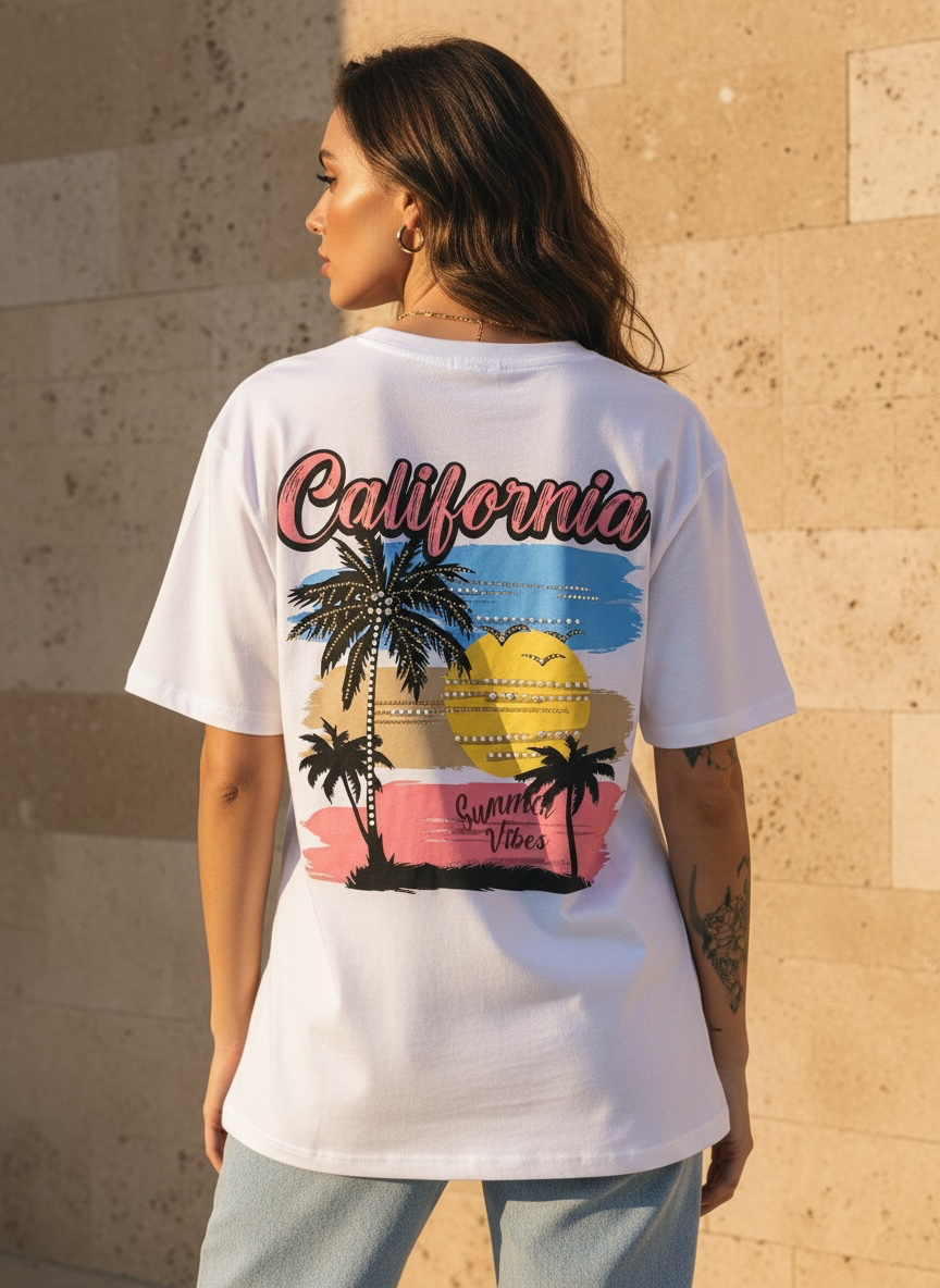 T-shirt unisexe california  - blanc
