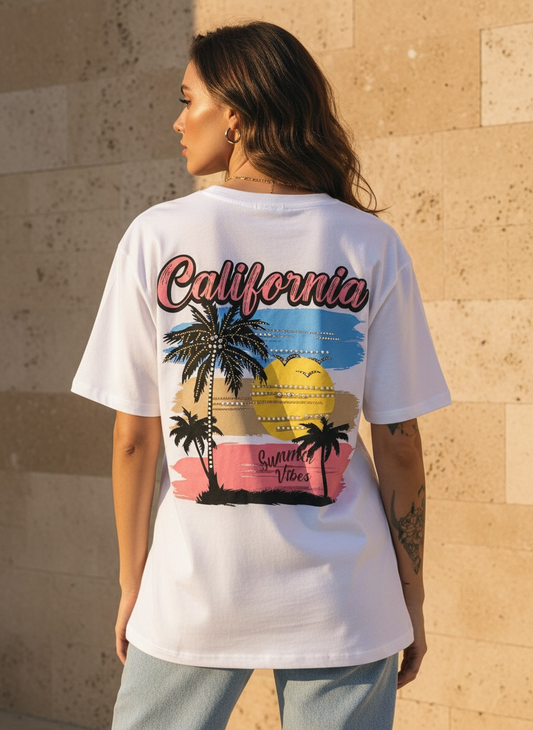 T-shirt unisexe california  - blanc