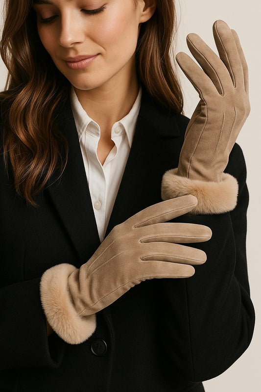 Gants dupe fourrés beiges