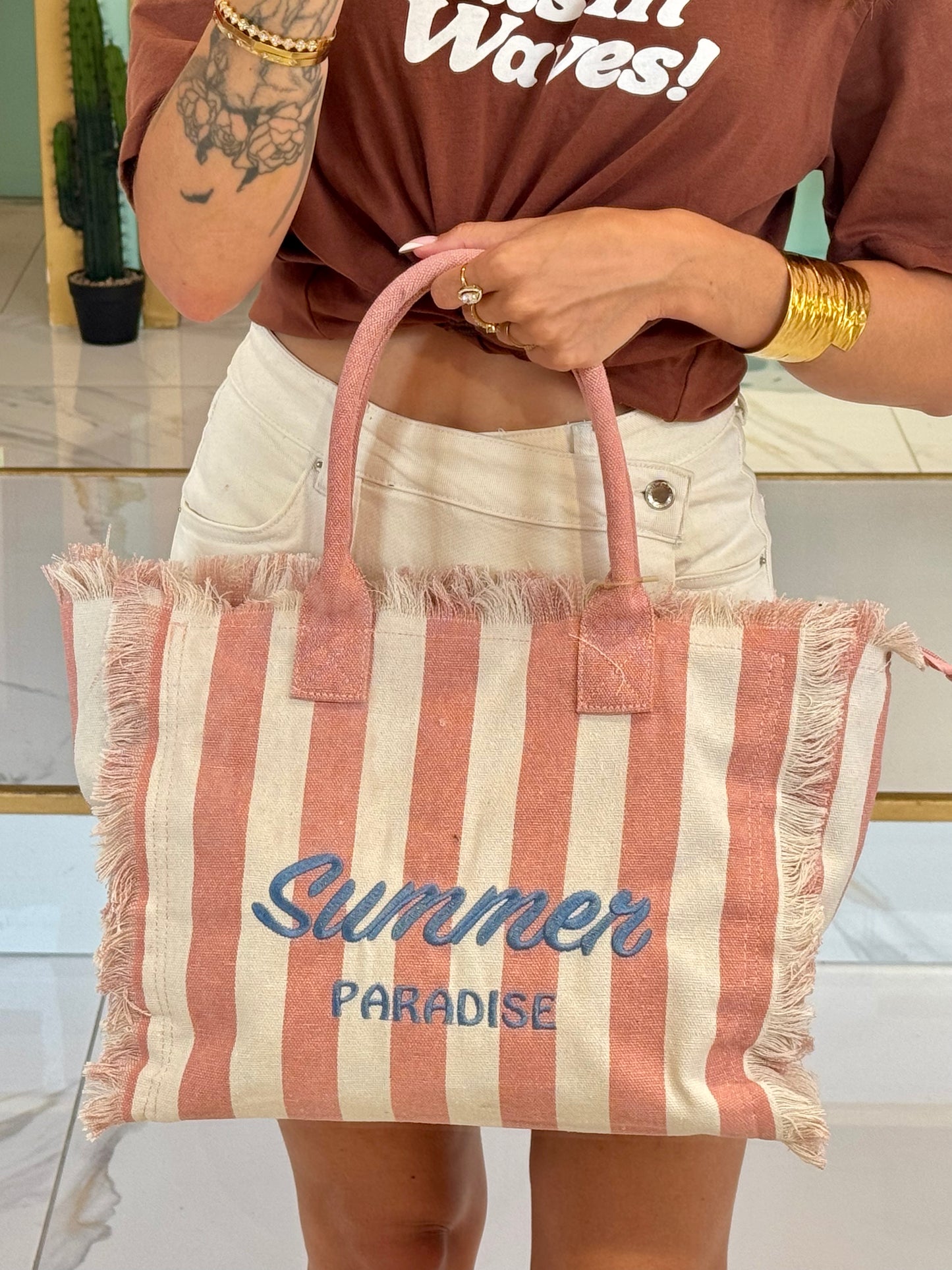 Cabas Summer paradise rose pastel