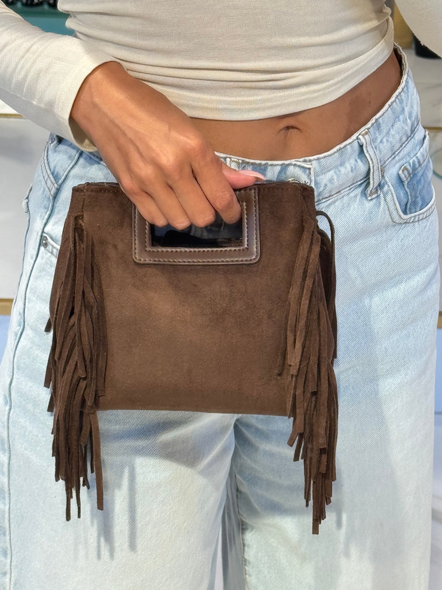 Sac dupe Maja façon nubuck avec franges