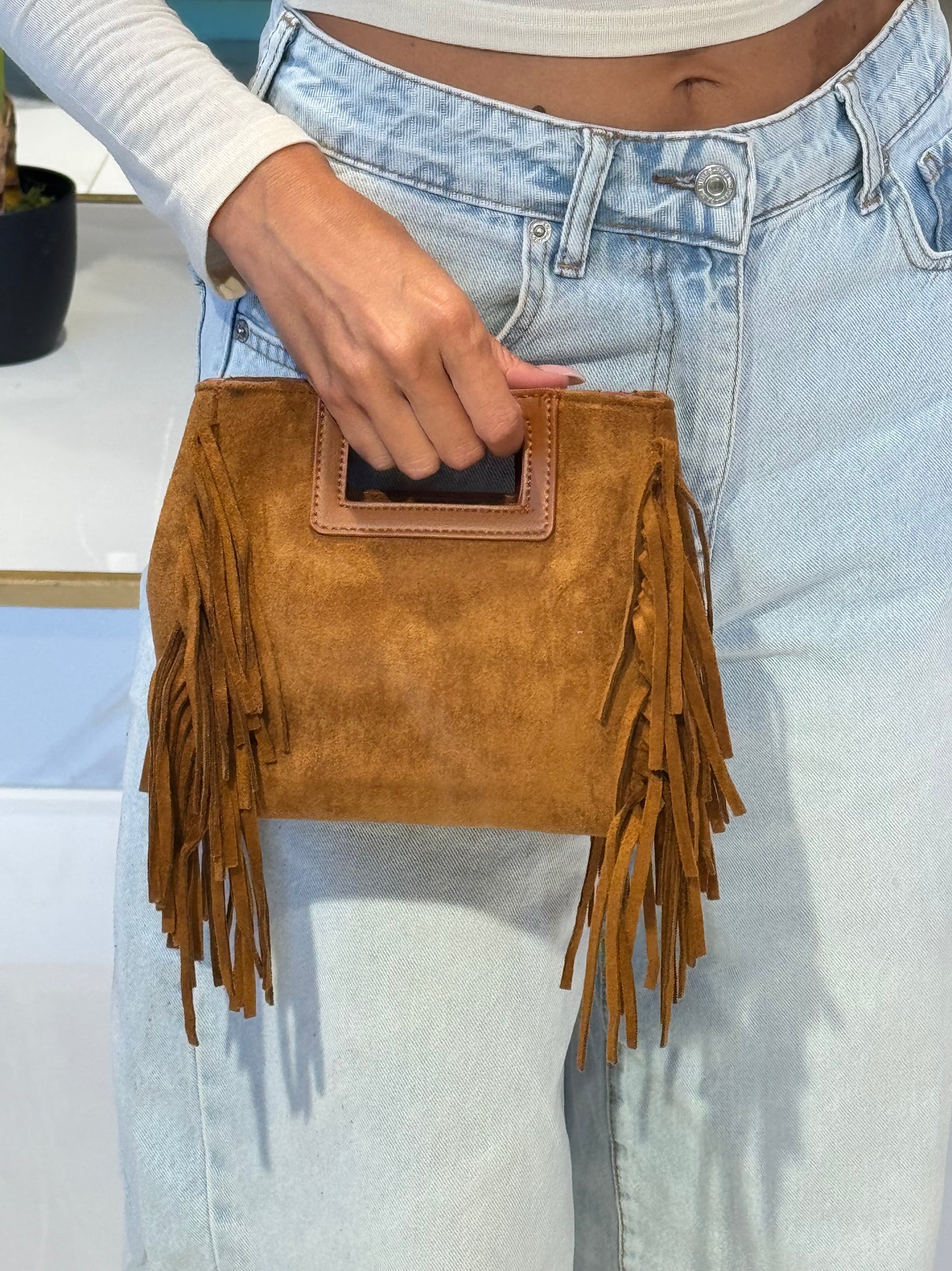 Sac dupe Maja façon nubuck avec franges