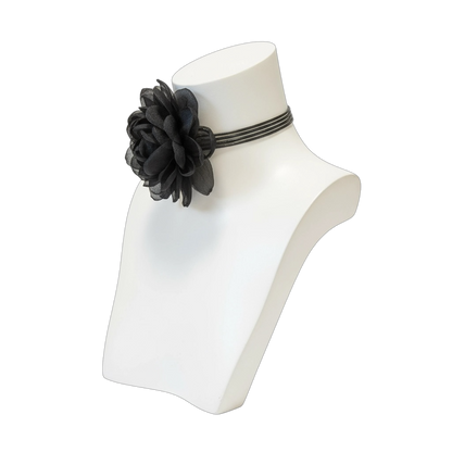 Collier chocker lacet fleur noire