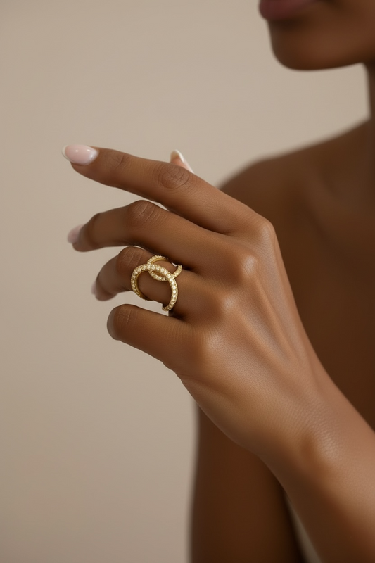 Bague strass Dupe croisée coloris or