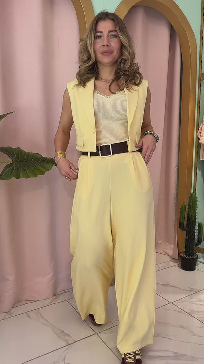 Pantalon palazzo fluide – jaune