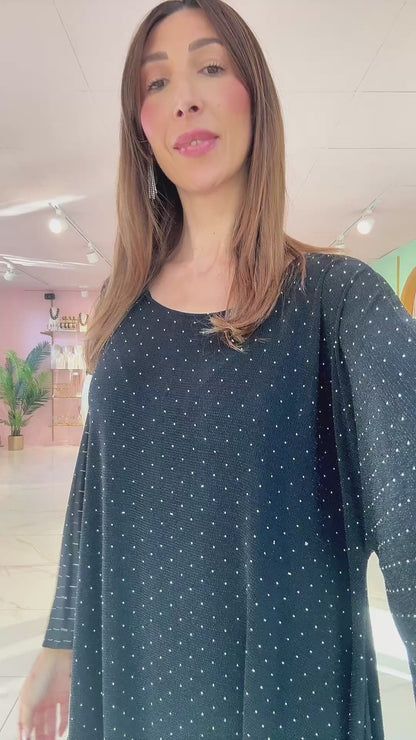 Robe ample noir full strass