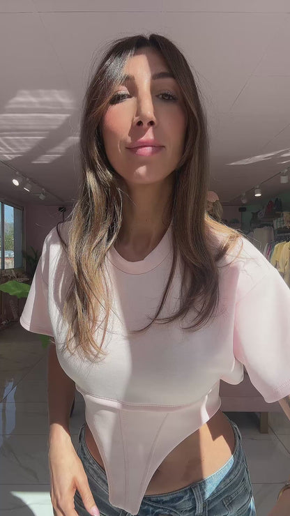 Top court effet corset rose pastel