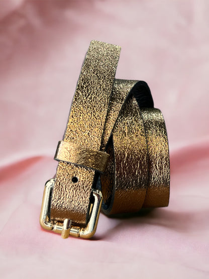 Ceinture fine en cuir brillant