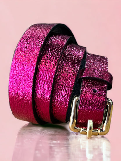 Ceinture fine en cuir brillant